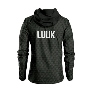 Veste coupe-vent imperméable à capuche personnalisée, logo imprimé sur le devant, fermeture éclair, 100% nylon, vêtement d'extérieur écologique - Product Image 3