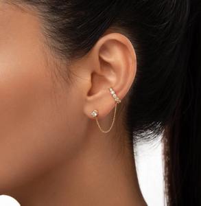 Pendiente de Oreja Individual de Oro Sólido de 14K con Diamante Cultivado en Laboratorio, Aro para Cartílago Helix, Joyería Fina Elegante para Mujer - Product Image 4