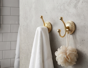 Artisanal Vintage Golden Wall <b>Hook</b> With Floral Design Metal Single <b>Hook</b> For Clothing Rust Resistant Wall Mounted - Product Image 4