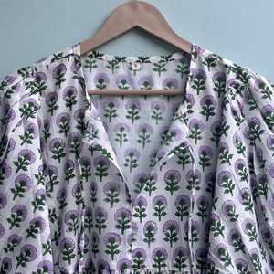 Vestido Midi Informal para Mujer, para Uso Diario, Todas las Temporadas, Tejido 100% Algodón, Liso, Manga Corta, Cintura Imperio, Estilo Babydoll, Cuello en V, Talla Grande - Product Image 3