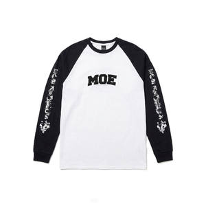 Camisetas de Manga Larga para Hombre con Mangas Raglán en Contraste, Camiseta Urbana de Algodón con Logotipo Bordado, Marca Privada, Proveedor de Ropa al por Mayor OEM - Product Image 4