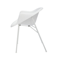 Fauteuil de salle à manger en plastique blanc avec pieds en métal, chaise latérale moderne moulée intégrée pour la maison, le café, le restaurant
