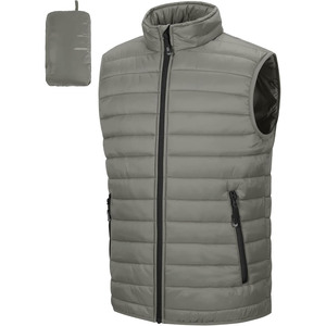Men Autumn Puffer Vest Sleeveless Quilted <b>Waistcoat</b> Windproof Zip Up Warm Casual Outerwear Solid Color Stand Collar - Product Image 3