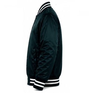 Top Selling Satin Black Varsity <b>Jacket</b> Solid Color Satin Fabric Button Closure Front Logo Customizable Satin <b>Jacket</b> For <b>Men's</b> - Product Image 5