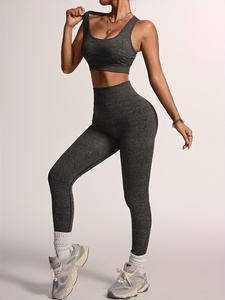 3-Piece Solid Reversible Anti-UV Breathable Gym <b>Yoga</b> Wear <b>Set</b> Women 100% Seamless Design Custom Logo Mid Waist Wholesale OEM - Product Image 3
