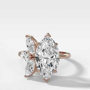 Bague en diamant de laboratoire CVD F VS Marquise avec accents inspirés de la nature, certifiée IGI, or véritable 14K, moissanite 3 carats, fournisseur d'usine OEM - Product Image 3