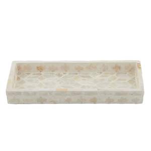 Bandeja de ratán con incrustaciones de nácar, calidad estándar, forma redonda, bandeja de almacenamiento, organizador de despensa. - Product Image 2