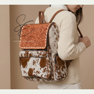 Large Diaper Leather <b>Bag</b> <b>Tooled</b> Leather Hair On Hide Jumbo <b>Backpack</b> Western Cowhide <b>Backpack</b> <b>Bag</b> Vintage Travel <b>Bag</b> Mother's <b>Bag</b> - Product Image 4