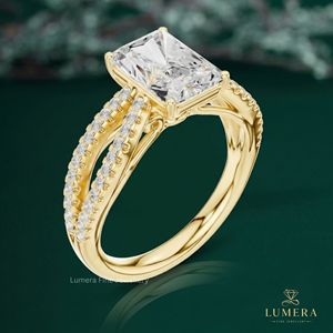 Designer Lab Grown Diamond <b>Ring</b>, Radiant Cut Center With Artistic Crossover <b>Split</b> Shank, Pave Set Diamonds On Both Bands <b>Ring</b> - Product Image 3
