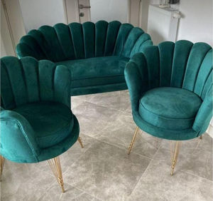 Ensemble de canapé d'angle en forme de L moderne, 6 places, revêtement en tissu, rembourré, confortable, meubles de salon avec pieds en bois - Product Image 1