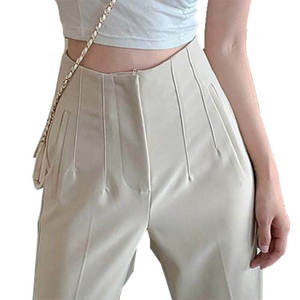 New Trendy Queen Women's Wide Leg Dress Pants High Waisted Slacks Breathable Work <b>Trousers</b> OEM ODM - Product Image 2