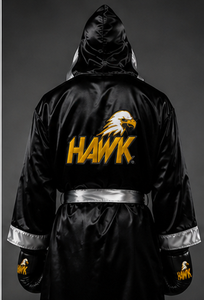 Robe de boxe Hoyk à capuche noire et argentée en polyester pour l'entraînement aux arts martiaux toutes saisons - Product Image 3