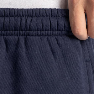 Pantalon de jogging décontracté en coton bleu marine avec taille élastique et poches latérales, en tissu tricoté mi-lourd, idéal pour l'automne - Product Image 3