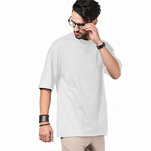 Camiseta de Cuello Redondo para Hombre, Corte Regular, Color Sólido, Algodón Jersey, Estilo Casual, Diseño Liso, Blanca, Holgada - Product Image 4