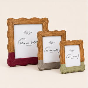 Wholesale Scalloped Wavy Wooden Photo <b>Frame</b> Set Custom Color Block Two-Tone <b>Wood</b> <b>Picture</b> <b>Frames</b> for Home Decor Tabletop Display - Product Image 4