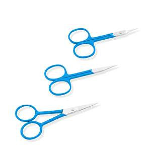 Ciseaux à cuticules droits en acier inoxydable de qualité supérieure, outils de beauté pour nail art, à pointe bleue et angle varié, argentés - Product Image 2