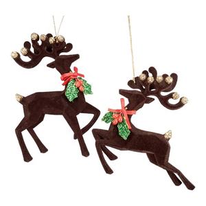 Hot sale Christmas New Year <b>Tree</b> Decoration Red <b>Light</b> Brown Beige Navy Blue Dark Brown Velvet Flocked Acrylic Reindeer Ornament - Product Image 5