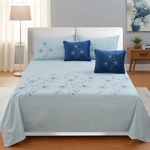 Royal <b>Crown</b> Design Embroidered Bedsheet | 90x100 Inch <b>King</b> Size Set with 2 Quilted Pillow & 2 Holland Cushion Covers - Product Image 3
