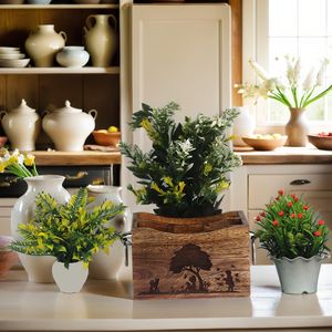 Boîte de rangement pour couverts, serviettes, condiments et accessoires de cuisine en bois de qualité supérieure, disponible à la vente - Product Image 6