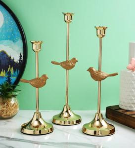 Gold Bird Candlestick Holder Set for Home Decoration - Product Image 1