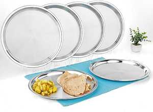 Ensemble d'assiettes rondes en acier inoxydable de qualité alimentaire, réutilisables et durables, pour la maison, les restaurants et les hôtels - Product Image 5