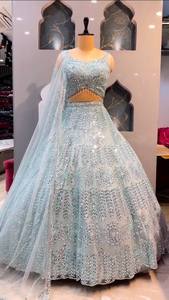 Lehenga Choli de créateur en Georgette, noir, avec broderie à sequins, réversible, séchage rapide, pour mariage, Diwali et fêtes - Product Image 2