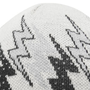 Unisex White Beanie With Black Geometric Pattern Knitted Hat Casual <b>Winter</b> <b>Cap</b> 56-58CM Adult Size - Product Image 5