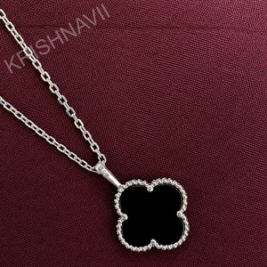 Elegant 18K White Gold Classic Moissanite Clover Pendant Cuban Link <b>Necklace</b> <b>Chain</b> Women Luxury Jewelry Party Fashion Gift - Product Image 1