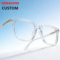 Montures de lunettes optiques personnalisées avec logo, montures de lunettes en acétate transparent pour hommes et femmes, anti-lumière bleue, montures de lunettes carrées en acétate