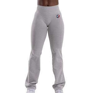 Light Gray Women's Pump Mid Rise Flared Pants Stretch Gym Fitness Yoga Workout <b>Athletic</b> Activewear Flexible Sportswear - Product Image 1
