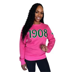 เสื้อสเวตเชิ้ตสีชมพู 1908 Ivy League Chenille คอกลม แขนยาว เนื้อผ้านุ่ม แฟชั่นลำลองสำหรับผู้หญิง เสื้อผ้าสำหรับชมรมนักศึกษา - Product Image 1