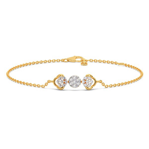 Pulsera de Cadena con Triple Motivo Floral de Diamantes - Product Image 2