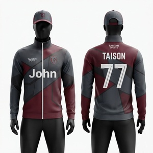 <b>Men</b> Soccer Training Pullover Premium Polyester Tricot 330grams Burgundy <b>Grey</b> Zip Teamwear OEM Service Custom Sublimation Printed - Product Image 1