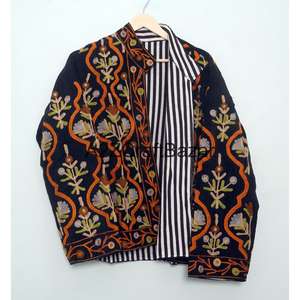 Veste matelassée en coton indien brodé pour femme, automne/hiver, écologique, respirante, manches longues, longueur normale, Cotrise - Product Image 6