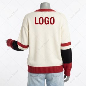 Custom Greek Letter Sorority Fraternity Varsity <b>Cardigan</b> Knit Sweater Oversized University Sports Club Chenille Patch Embroidery - Product Image 2