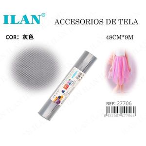 Rouleau de tulle gris en tissu maille Ilan 48 cm x 9 m pour la confection de robes - Product Image 3