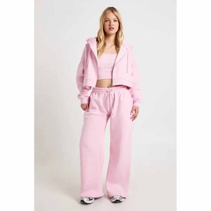 Conjunto Deportivo para Mujer, Sudadera con Capucha y Pantalones Deportivos, Tejido Francés Anti-Pilling, Corte Regular, Ecológico, Informal, para Invierno, Top Corto - Product Image 6