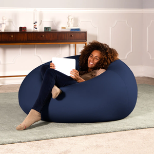 56"D x 38"W x 14"H Navy Oval Therapeutic <b>Zero</b>-Gravity Support Textile Polystyrene Beans Casual Vietnam Bean Bag MD16 - Product Image 5