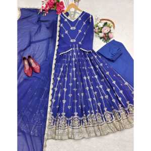 Vestido de Fiesta de Diseño con Corte en A, Cintura Natural y Dupatta Elegante - Product Image 2