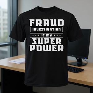 Camiseta negra con cuello redondo y manga corta para adulto unisex con estampado de "Fraud Investigation Is My Superpower" - Product Image 3