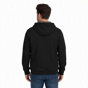 Men <b>Black</b> Fleece Full Zip Hoodie Sherpa Lined Winter Outerwear Casual Heavyweight <b>Sweatshirt</b> Thermal Warm Jacket <b>Plain</b> Hooded - Product Image 2