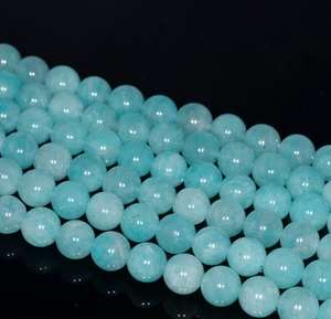 Cuentas Sueltas Redondas de Amazonita Azul Agua, Piedra Natural para Joyería, Fabricación de Pulseras y Collares, Cuentas para Manualidades - Product Image 1
