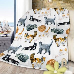 Cozy Vintage <b>Cat</b> Love Sherpa <b>Plush</b> Blanket Cute <b>Cat</b> Print Fleece Cover for Women and Girls Corall Throw for Home Decor - Product Image 1