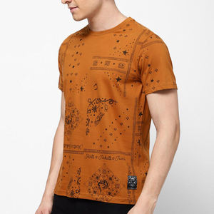 Camiseta de Manga Corta para Hombre, Cuello Redondo, Color Marrón, con Estampado de Estrellas, Corte Regular, Informal, Transpirable, de Algodón, X Sports City 320g - Product Image 3