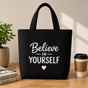 AMANI Believe in Yourself <b>Canvas</b> <b>Tote</b> <b>Bag</b> <b>Black</b> Printing Minimalist Style Travel & Shopping <b>Bag</b> - Product Image 5