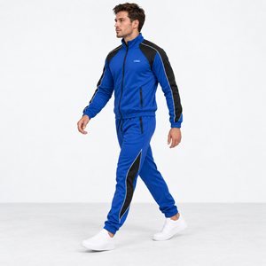 Ensemble de survêtement bleu pour homme, coupe classique, respirant, 100 % coton, avec cordon de serrage, style sportif, pour l'hiver, à capuche - Product Image 5