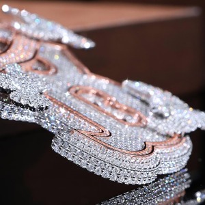 HiA12A22p nouveau Design 14K or argent glacé anneaux Hip-Hop Style VVS Moissanite diamants pendentifs et breloques - Product Image 1