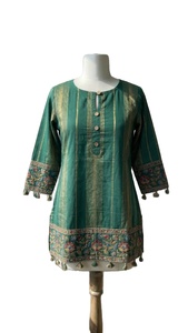 Nouvelle Tendance : Haut Traditionnel Indien Élégant pour Femme, Longueur Standard, en Coton avec Broderie Fine, Anti-humidité et Séchage Rapide, Protection Solaire - Product Image 5