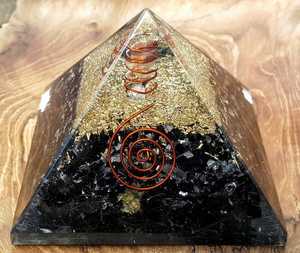 Pyramide d'orgone en tourmaline noire naturelle pour la protection, la guérison énergétique, la méditation, la décoration Feng Shui, cadeau - Product Image 2