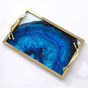 Plateau de service tendance en gros, fait main, décoratif, couleur or, effet miroir, aspect royal, nouvelle arrivée, forme ronde - Product Image 6